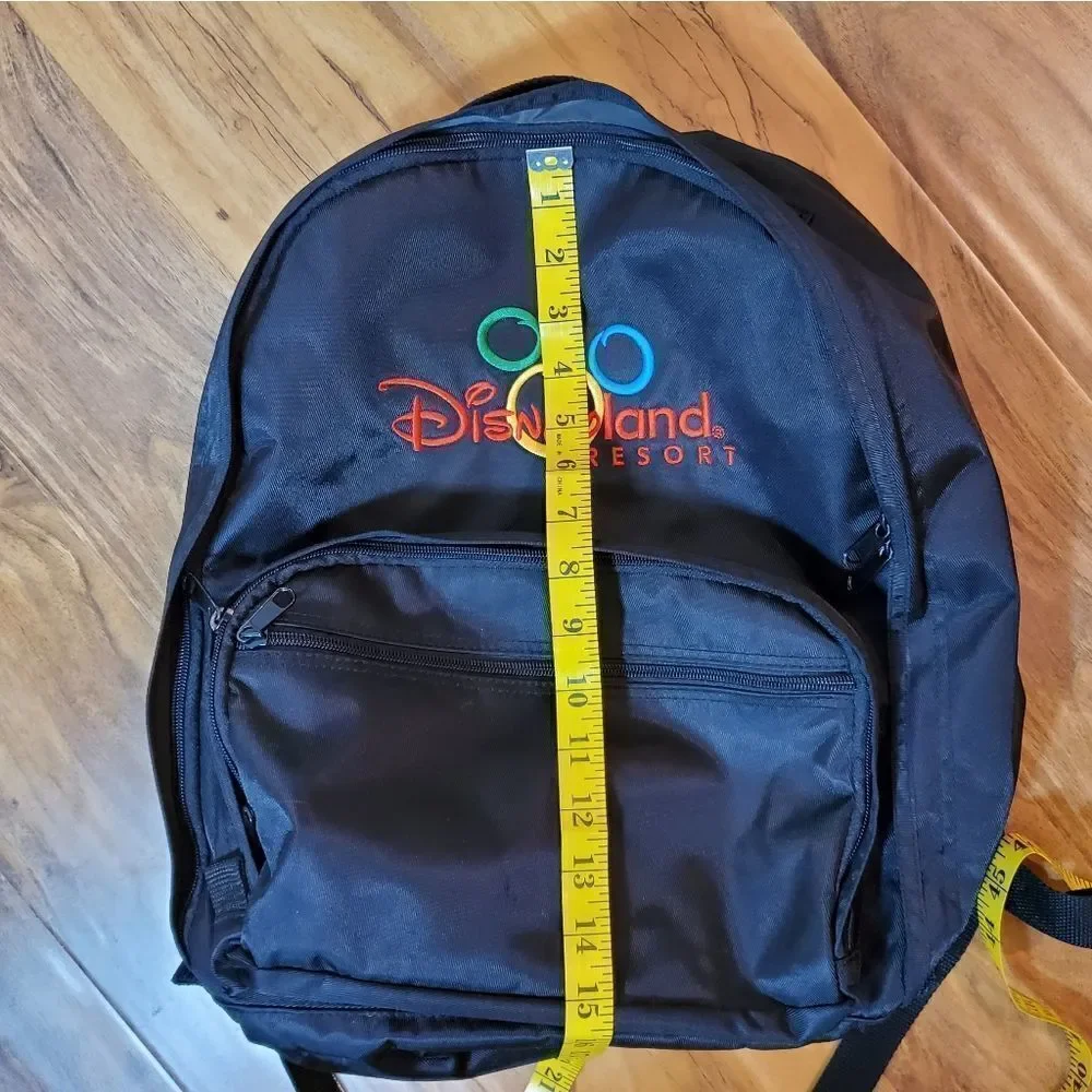 Disney Resort Black‎ Backpack With Inner Pockets And Zippers Embroidered logo